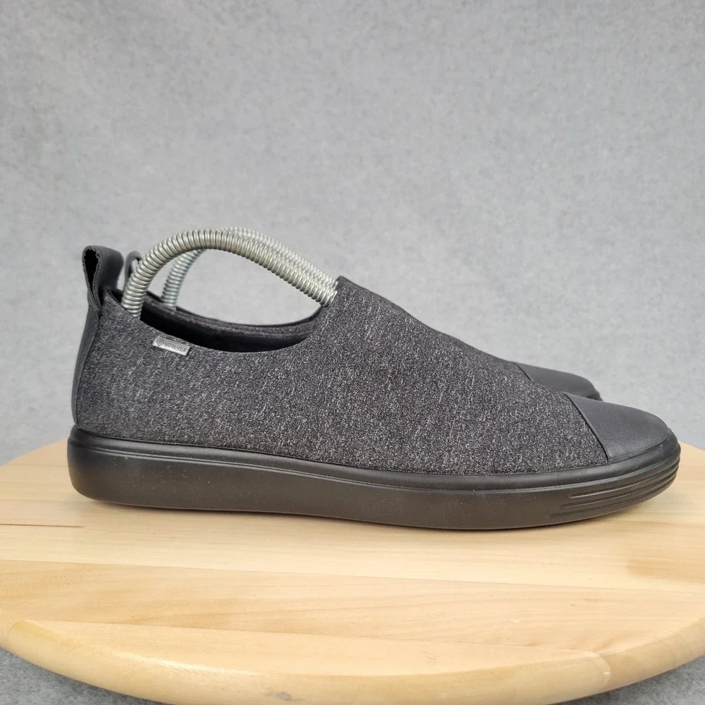ECCO Soft 7 Gore Tex Slip On Sneakers Charcoal Grey Leather Waterproof Womens 40